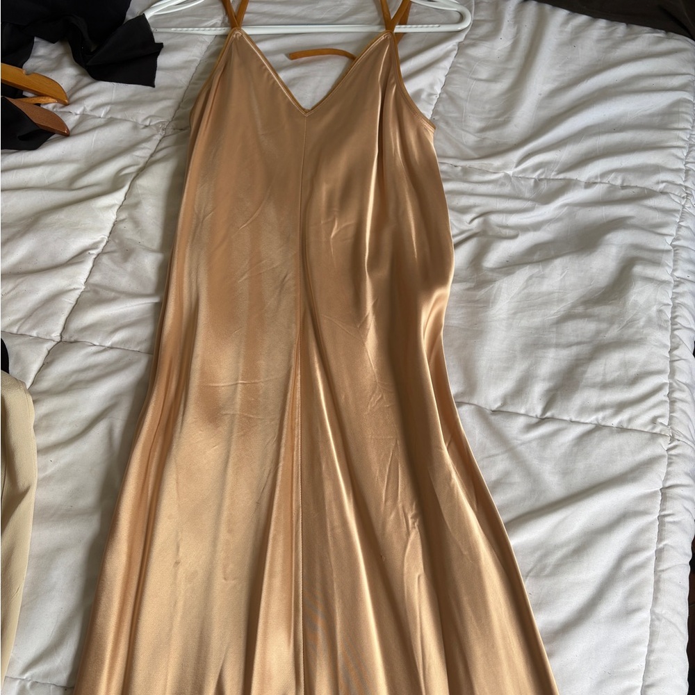 HELMUT LANG SAMPLE Slip Satin Maxi Dress in Champagne